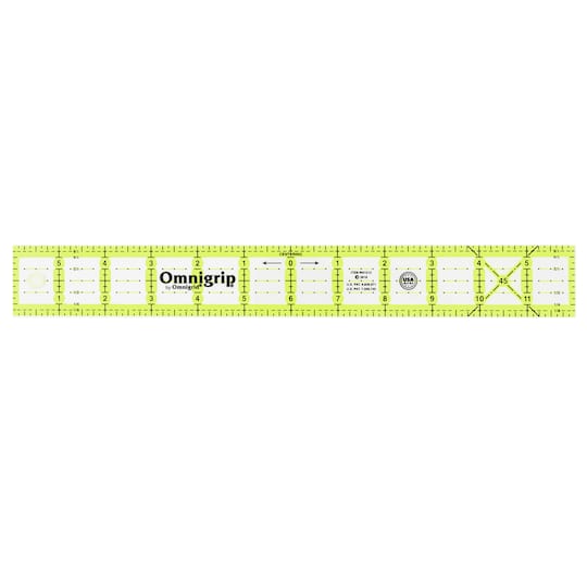Omnigrip Clear Rectangle Quilting &#x26; Sewing Ruler, 1.5&#x22; x 12&#x22;